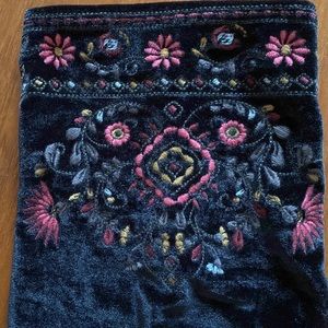 Holiday black velvet jacket with embroidered selves XL